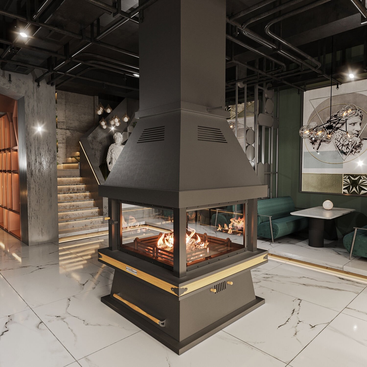 Median Metal Orta Şömine 140*140