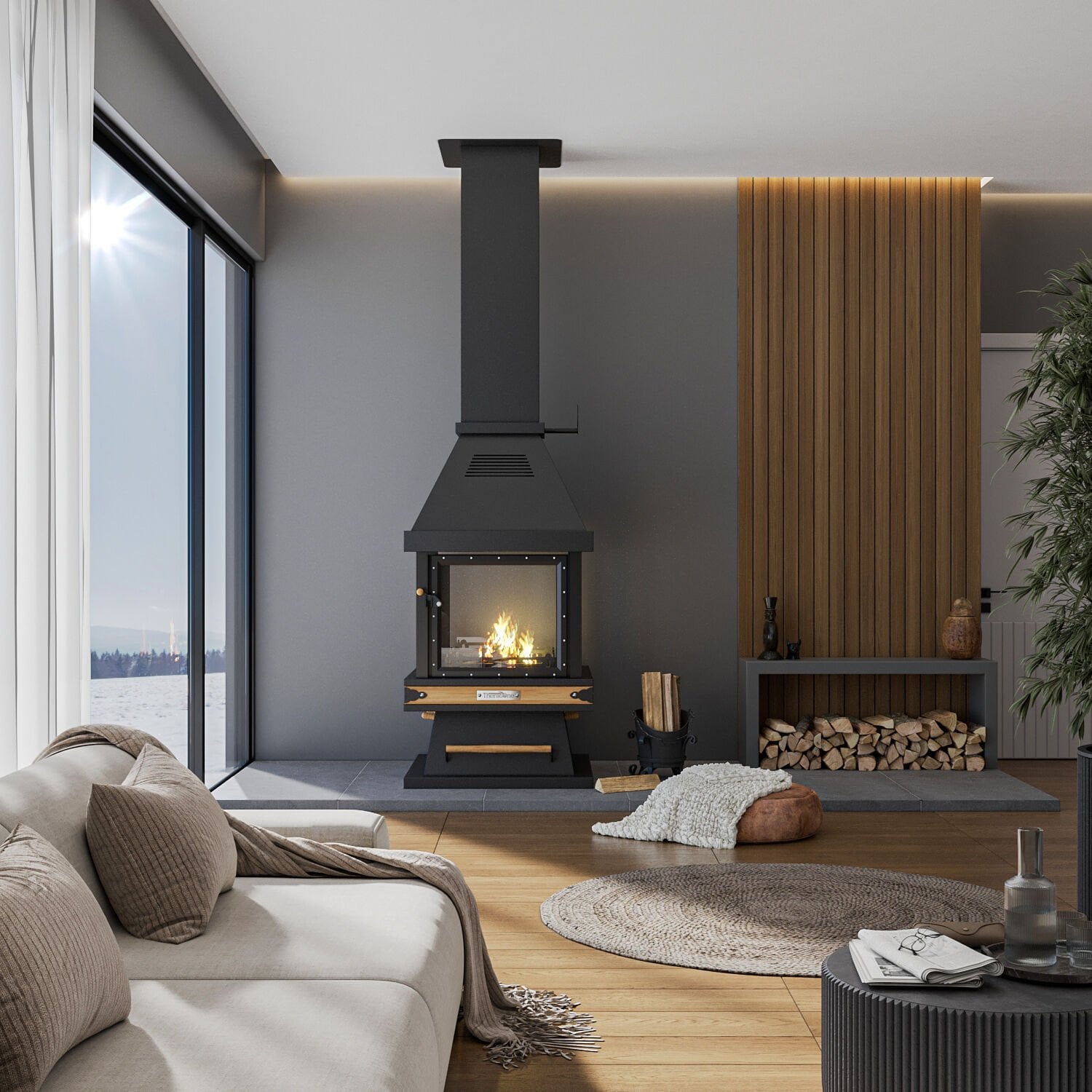 Median Metal Orta Şömine 82*82